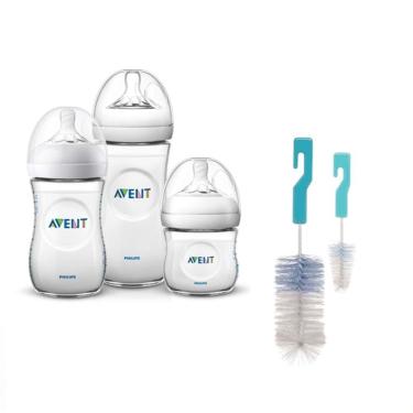 Imagem de Trio de mamadeiras Avent Philips + Escovas de mamadeiras Buba Baby