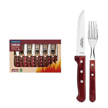 Imagem de Jogo de Talheres Tramontina Jumbo Inox C/ Cabo Madeira 12pcs