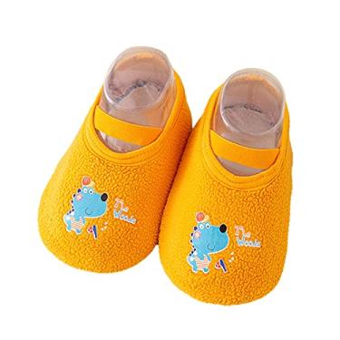 Imagem de Tênis infantil para meninas Toddle calçado curto de inverno sapatos de criança inferior macio chão interior chuteiras para meninas tamanho 6, Amarelo, 12-18 Months Infant
