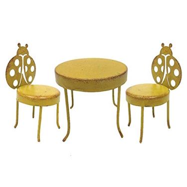 Imagem de Pacific Giftware Enchanted Garden Decorative Metal Table and 2 Lady Bug Chairs Set Mini Fairy Garden Decorative Accessory 3pc Set
