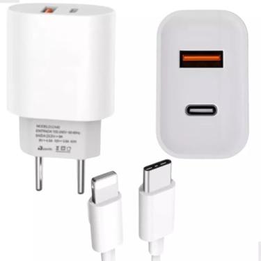 Imagem de Kit Carregador para iPhone Turbo 40W entrada Dupla USB/USB Tipo C PD 3.0 QC4.0 9.1A e Cabo USB Tipo C para iPhone Lightning