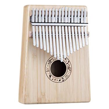 Imagem de Piano de polegar de bambu de 17 teclas, Kalimba para amantes da música, teclado de percussão de dedo Marimba, piano de dedo de bolso, piano Mbira para amantes de música (18 cm x 14 cm) bambu