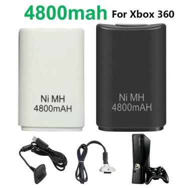 Imagem de Bateria recarregável para xbox 360  carregador  doca de cabo  controlador sem fio  novo  4800mAh
