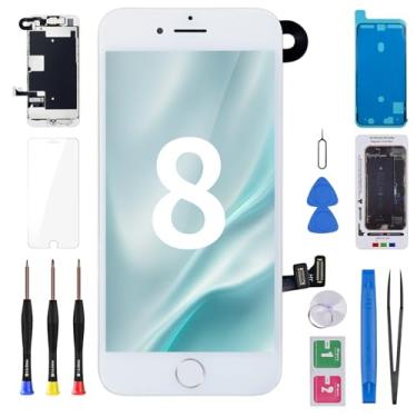 Imagem de BESJMYT Tela de substituição para iPhone 8 11.9 cm branca com botão Home Touch LCD digitalizador para iPhone SE 2nd 2020 montado câmera frontal fone de ouvido sensor ferramentas de reparo A1863 A1905