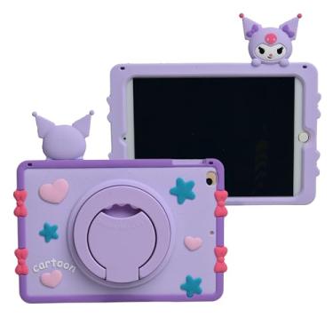 Imagem de Capa de desenho animado para iPad Air 1/2 iPad 9,7 2017/2018, MONEHOYSY com suporte de silicone macio [à prova de quedas, à prova de choque, antiderrapante] Capa traseira com suporte traseiro para