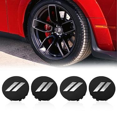 Imagem de FT&C 4 peças 64 mm 2,5" preto fosco cromado // Carro ABS plástico personalizado hub centro tampas para Charger Challenger com 20 polegadas rodas 6CZ27DX8AA