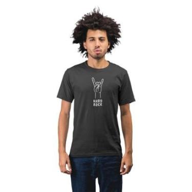 Imagem de Camiseta Manga Curta Casual Masculino com Estampa Hard Rock e Gola Redonda-Masculino