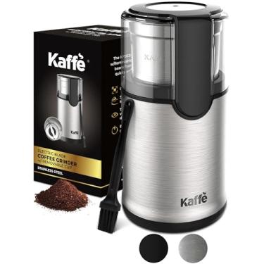 Imagem de Moedor de café com lâmina elétrica Kaffe com copo removível. Capacidade de 14 xícaras de 127 g. Escova de limpeza incluída. Moedor perfeito para café, chá, especiarias, milho, ervas. (aço inoxidável)