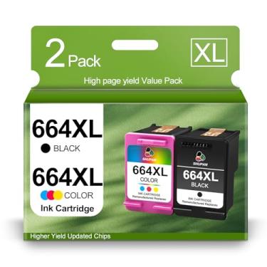 Imagem de Cartucho de tinta de substituição 664XL para HP 664 664XL preto e colorido para DeskJet Ink Advantage 2135 1115 2675 3635 3775 Tinta (1 preta/1 cor, 2 unidades)