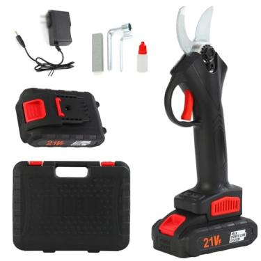 Imagem de SZITW Tesoura de poda elétrica, podador elétrico sem fio para jardinagem, diâmetro de corte de 30mm com 2 peças de 1500mah * 5 baterias recarregáveis