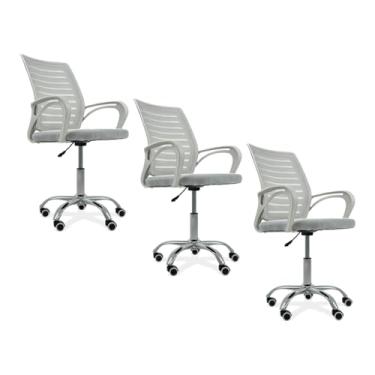 Imagem de Oficial Webshop - Kit 3 Cadeiras de Escritório Secretaria Diretor Roma Ergonômica - Branca