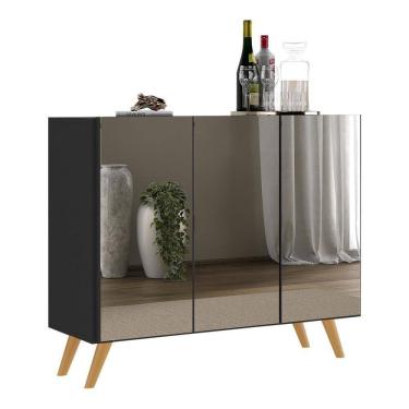 Imagem de Aparador Buffet 4 Portas Retrô Vegas V3559 Preto/Natural