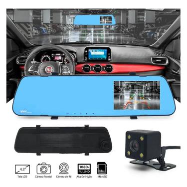 Imagem de Retrovisor Espelho Com Câmera Frontal e ré Para Carro - Techguia