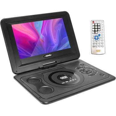 Imagem de Leitor de DVD portátil de 13,9 '' com tela giratória, novo reprodutor de atualização Bateria recarregável integrada de 5 horas, leitores de DVD Ar, fone de ouvido/cartão SD/USB/entrada