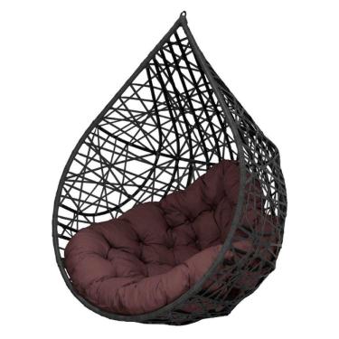 Imagem de Cadeira Balanço Ninho Suspenso Gota Tramado C- Almofada Impermeável Acesse Móveis Preto C- Marrom
