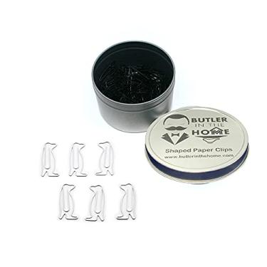 Imagem de Butler in the Home Animal Pinguim Shaped Paper Clips in the Silver Tin and Silver Gift Box Great for Paper Clip Collectors or Animal Lovers, White 100 Count