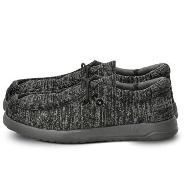 Imagem de Hurley Mocassins infantis de renda elástica, sapatos de lona para meninos e meninas - Confortável, durável, elegante - Tênis infantil moderno, sapatos de bico largo para uso diário, Carvão, 17