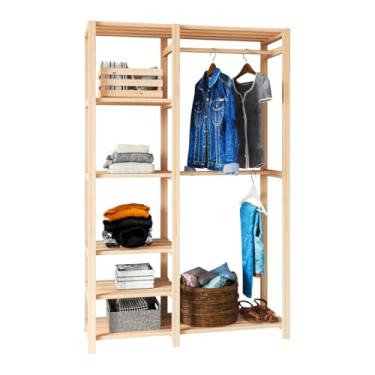 Imagem de Armário Closet p/Roupas com 2 Arara e 5 Prateleiras em Madeira