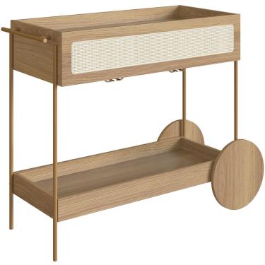 Imagem de Carrinho Bar Com Porta Taças Industrial Indy A03 Hanover Dourado - Lyam Decor