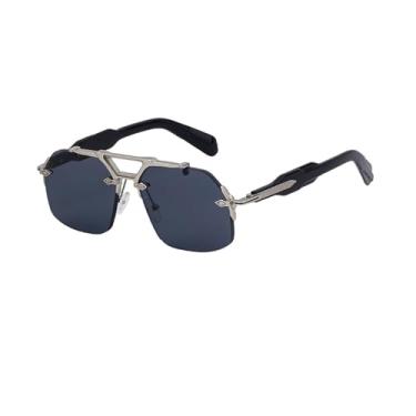 Imagem de HCHES Óculos de sol vintage quadrados punk de metal, masculino e feminino, sem aro, óculos de sol para homens, proteção UV400, óculos escuros, 3, tamanho único