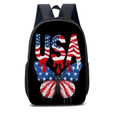 Imagem de MOCHILA ESCOLA INFANTIL JUVENIL ANIME USA BORBOLETA COLORIDA-Unissex