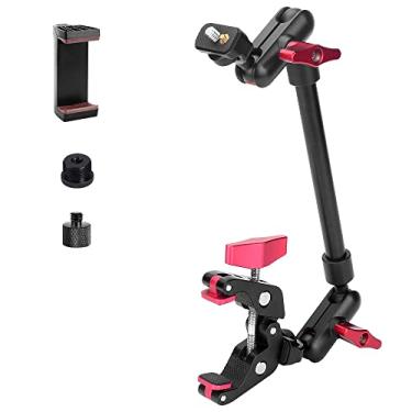 Imagem de Suporte para câmera JEBUTU, com braço articulado de 34 cm e braçadeira, com roscas de 1/4” a 3/8”, suporte para câmera, smartphone, webcam, microfone, monitor de câmera