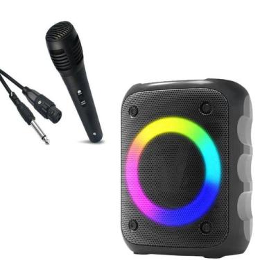 Imagem de Caixa De Som Bluetooth Potente 10W Led RGB + Microfone e Cabo - INBOXM