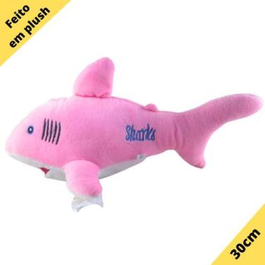 Imagem de Bichos De Pelúcia Plush Tubarão coloridos 30cm comprimento - SS, Rosa