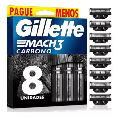 Imagem de Carga Lâmina De Barbear Gillette Mach3 Carbono 8 Cartuchos, 8