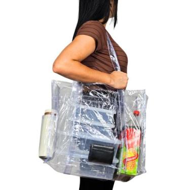 Imagem de Sacola Transparente Bolsa Jumbo Sem Zíper Cristal PVC Penitenciaria Cl