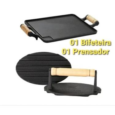 Imagem de Chapa Bifeteira Ferro + Prensador De Bife - Santana