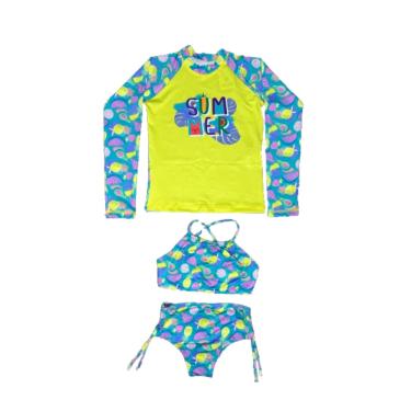 Imagem de Kit 3 Peças Blusa Pro Uv 50 + Biquíni + Top Infantil Juvenil