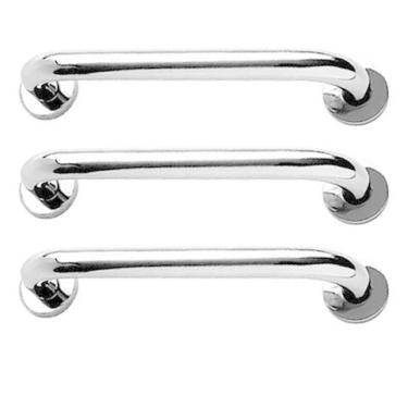 Imagem de Alça de Apoio Barra Inox 30cm Kit 3 unidades Idoso Criança Segurança Banheiro Box Escad...