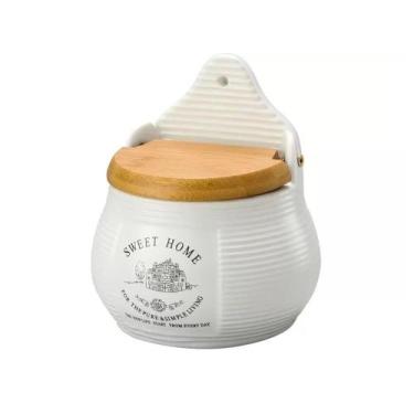 Imagem de Saleiro de parede Cerâmica c/tampa Sweet Home Lyor, Branco