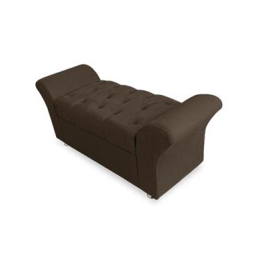 Imagem de Calçadeira Baú Com Capitonê Veneza Cama King 195 cm Suede Marrom LM DE
