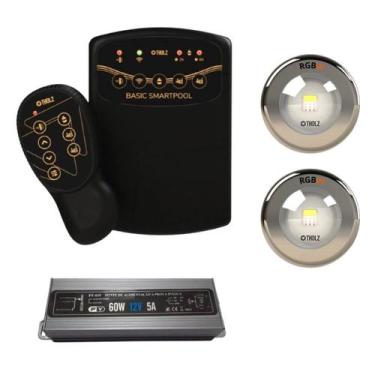 Imagem de 2x led rgbw 15w tholz + fonte 60w + basic smartpool, 15W
