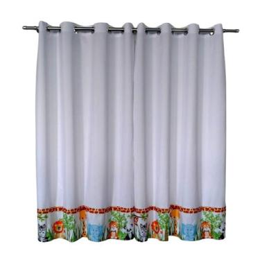 Imagem de Cortina Safari Bichos Para Quarto Infantil Janela Padrão - Pilli Enxov