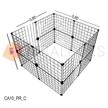 Imagem de Cercadinho Aramado Preto Para Pet - 0,80 x 0,60 x 0,80m - LM Balcoes