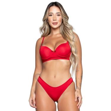Imagem de Conjunto Lingerie WLS Modas Calcinha e Sutiã Com Bojo Conforto Básico,