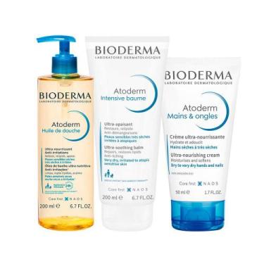 Imagem de Kit Corporal Bioderma Atoderm - Óleo de Banho e Creme e Creme para Mão