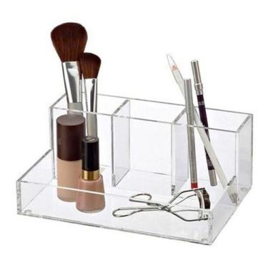 Imagem de Organizador Grande Porta Maquiagem Cosmético Acrílico Transparente - A