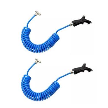 Imagem de 2 Pistola De Ar Botão Mangueira Cabine Caminhão Azul - TOP-AR