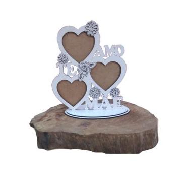Imagem de M014 Porta retrato com 3 fotos MDF "Te amo mãe" - Laser Decor Company