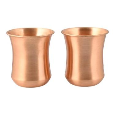 Imagem de Conjunto de 2 copos curvos de cobre puro para benefícios de saúde Ayurveda - 250 ml (8 US Fl Oz) Capacidade (simples)