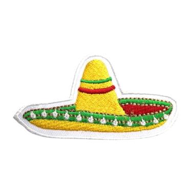 Imagem de Patch de chapéu Sombrero, patch de chapéu mexicano, patch de viagem méxico, patch groovy bordado ferro em costura emblema para roupas etc. 8 x 4 cm