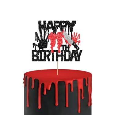 Imagem de Killer Happy 11th Birthday Cake Topper, Zombie Bloody Friday Birthday Cake Decor, Black Glitter Have A Killer Birthday Cake Topper for Kids, Halloween Horror Themed Birthday Party Decorations