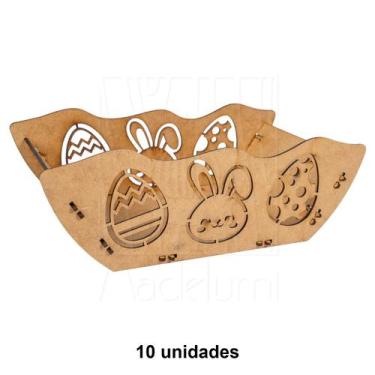 Imagem de 10 Cesta M Páscoa Mdf Ifood Presente Chocolate Ovo - Madelumi