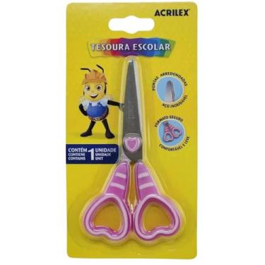 Imagem de Tesoura Escolar Acrilex Coração 13 cm ref.22538, Branco e Lilás