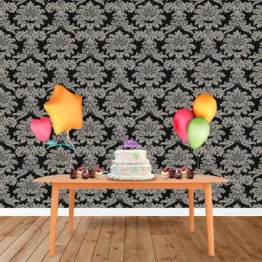 Imagem de Painel Retangular em Jacquard Preto e Cru Medalhão - Jacquard Tradicio