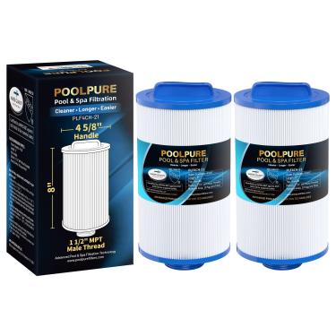 Imagem de O filtro de spa da Poolpure substitui o filtro de rosca Pleatco PTL18P4, Unicel 4CH-21, Filbur FC-0121, 20245-238, PVT-25N, Baleen AK-9003, Guardian 4H8-158, SD-00845, parafuso de 18 pés quadrados em macho-fino (MPT), 2 unidades